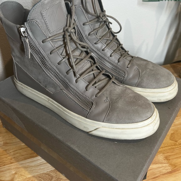 Zanotti Men’s Sneakers - Gray Double Zipper Sz 45 - Picture 2 of 7